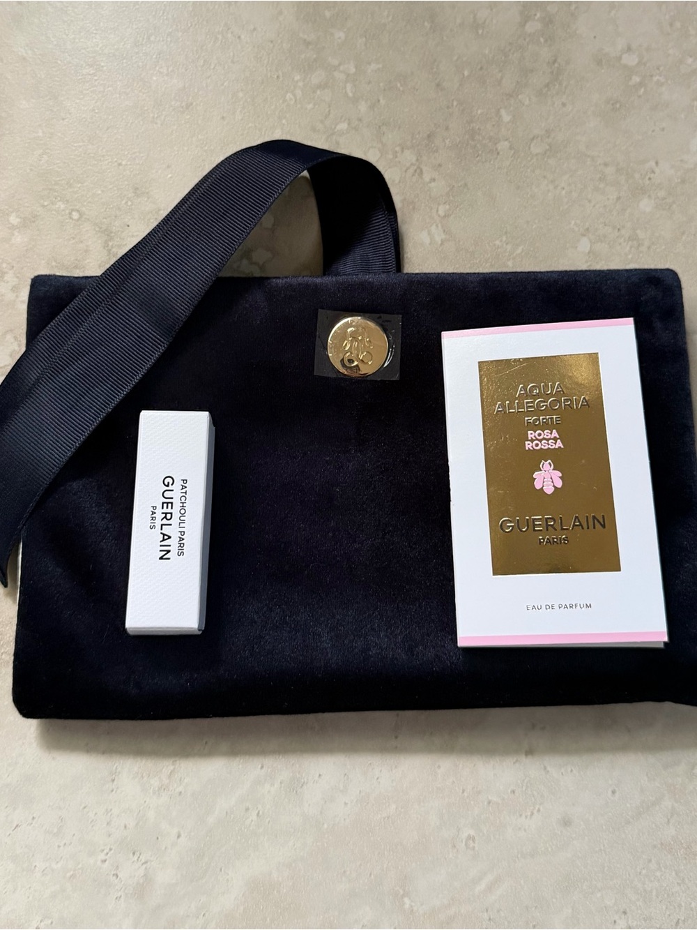 GUERLAIN Black Velvet Pouch with Aqua Allegoria Rosa Rossa Box